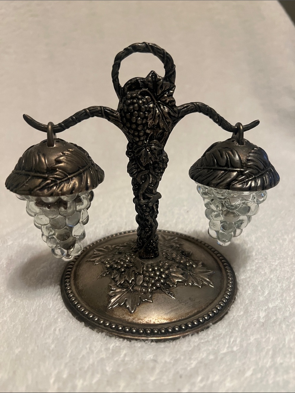 Godinger Silver-Tone Grape Cluster Salt & Pepper Shakers with Glass Grapes